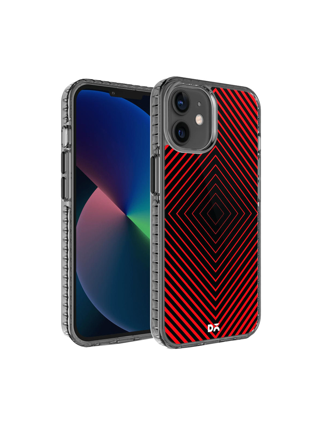

DailyObjects Black & Red Rhombus iPhone 12 Back Case