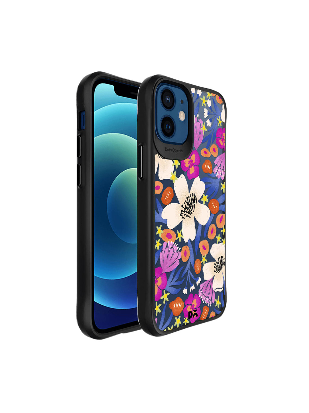 

Daily Objects Blue & Pink Balloon flower Black Hybrid Clear Case iPhone 12 Back Case