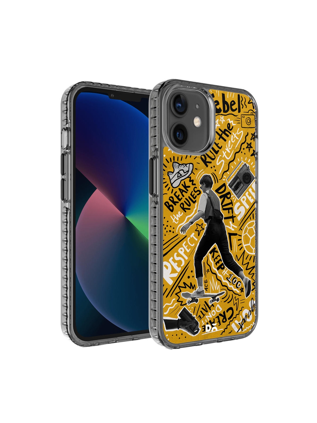 

DailyObjects Yellow & Black Printed iPhone 12 Back Case
