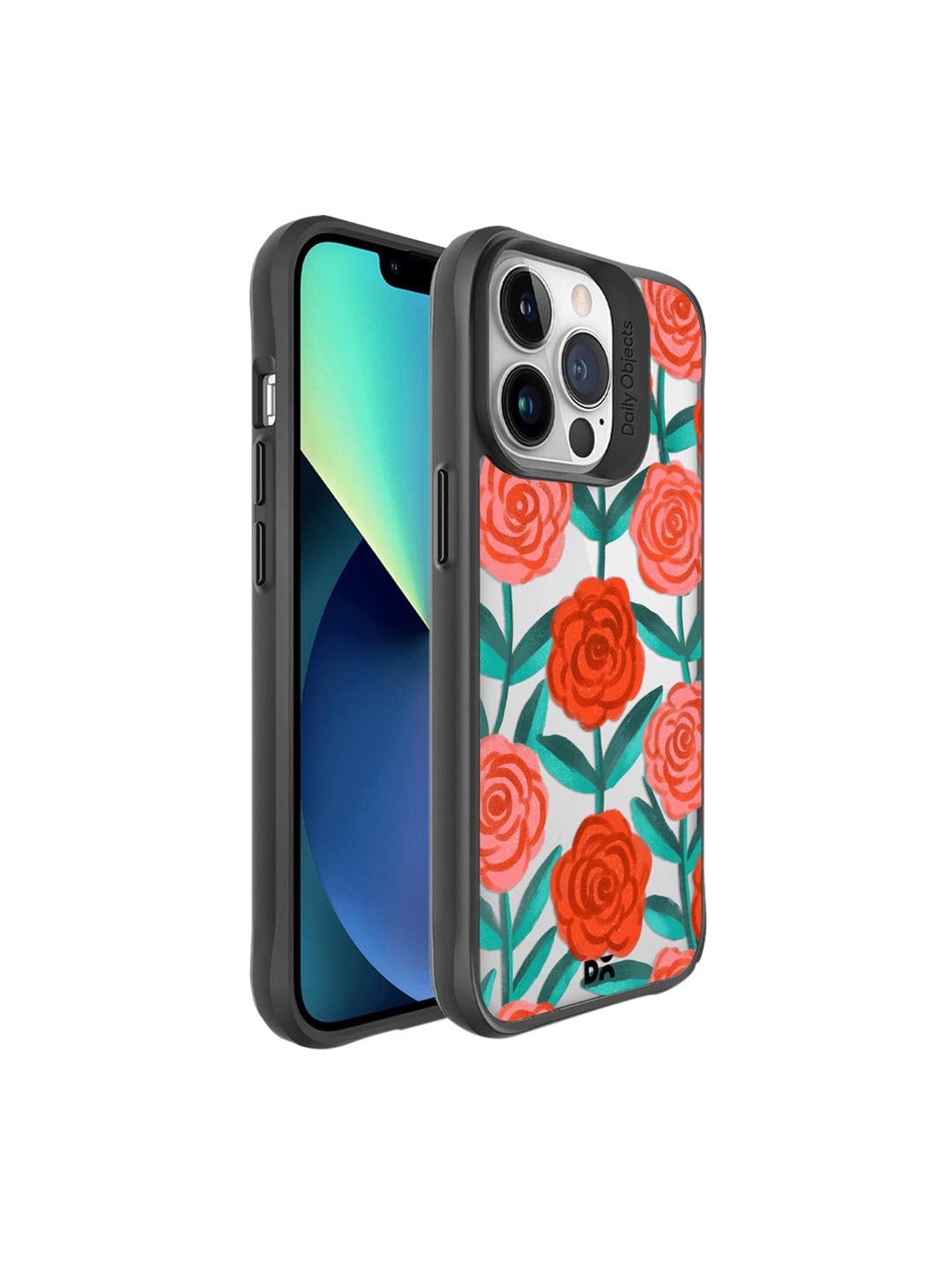 

DailyObjects Black & Red Rosey Retreat Printed iPhone 13 Pro Back Cover