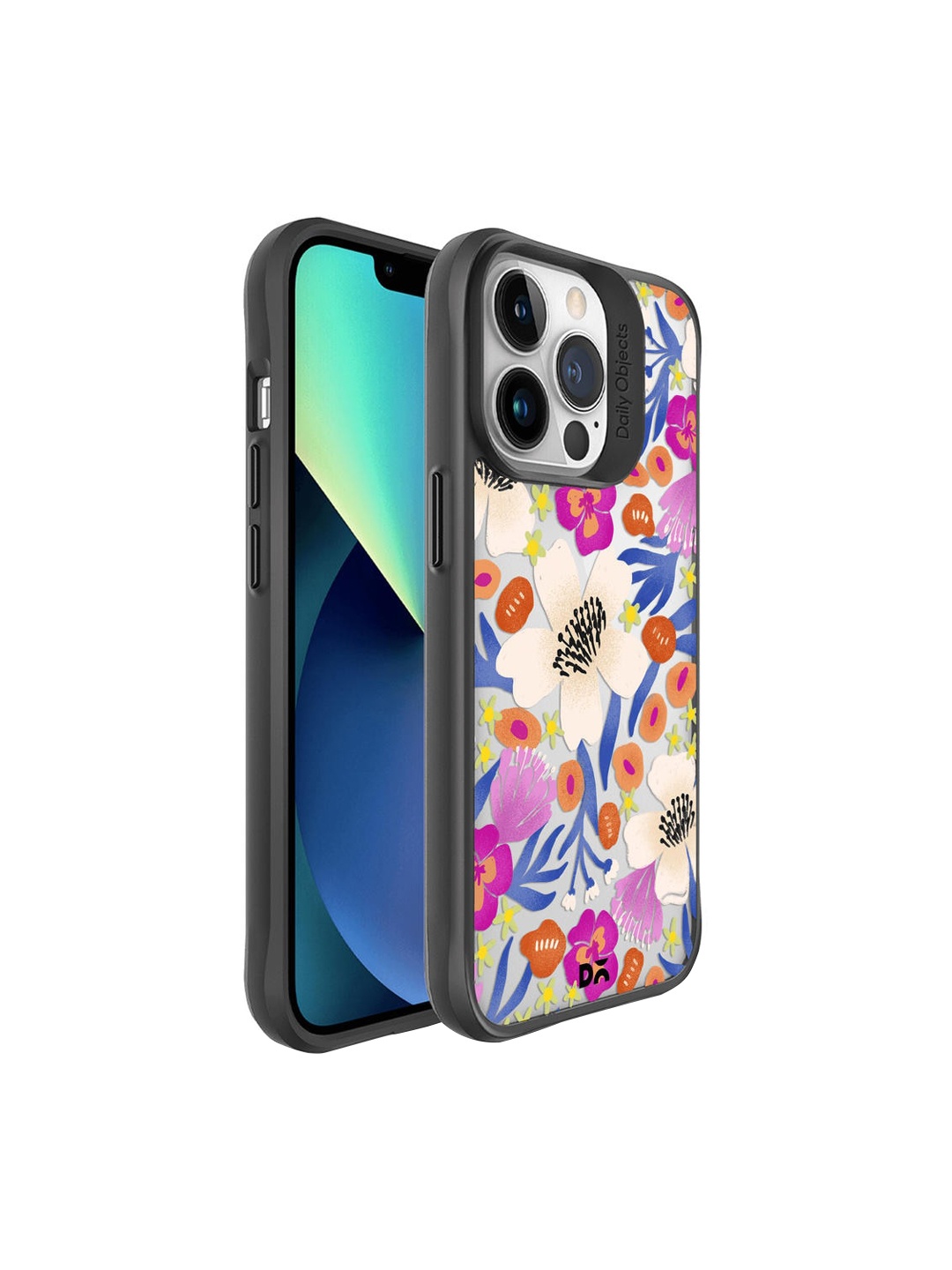 

DailyObjects Purple Dusty Balloon flower Black Hybrid Clear Case Cover For iPhone 13 Pro
