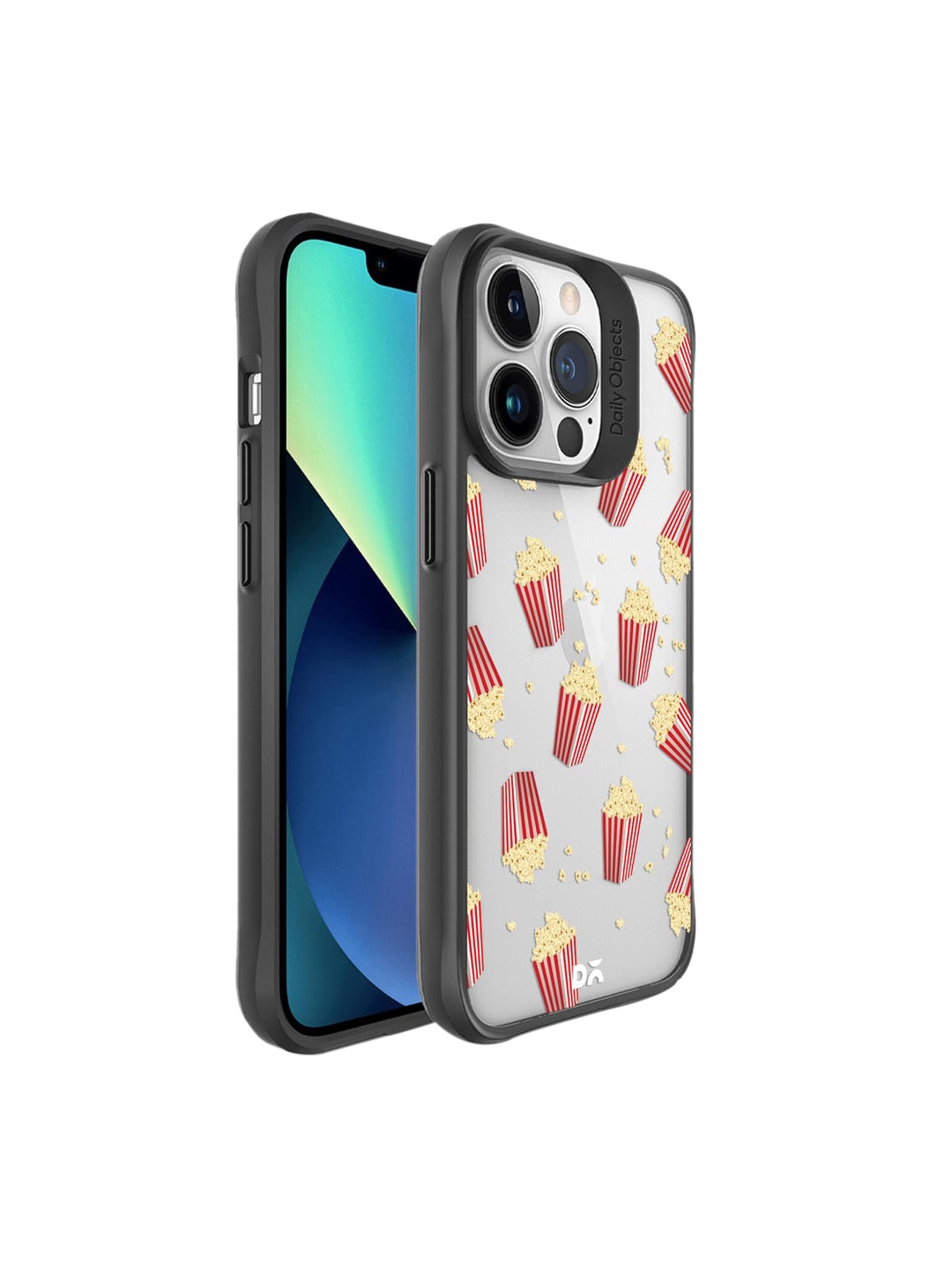 

DailyObjects Black & Red Printed Popcorn Hybrid Clear iPhone 13 Pro Phone Case