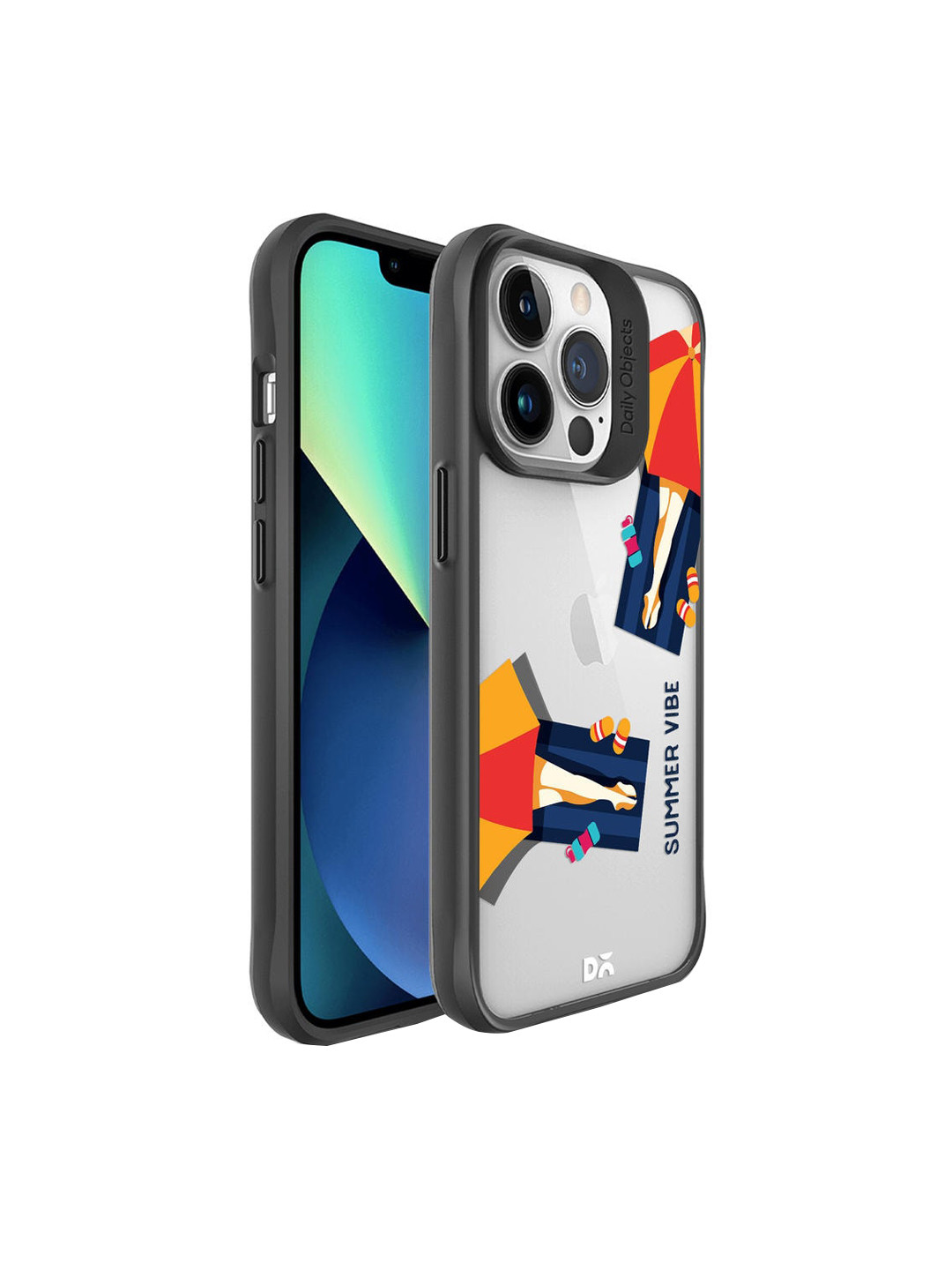 

DailyObjects Red & Blue Summery Vibe Printed Hybrid Clear iPhone 13 Pro Phone Case