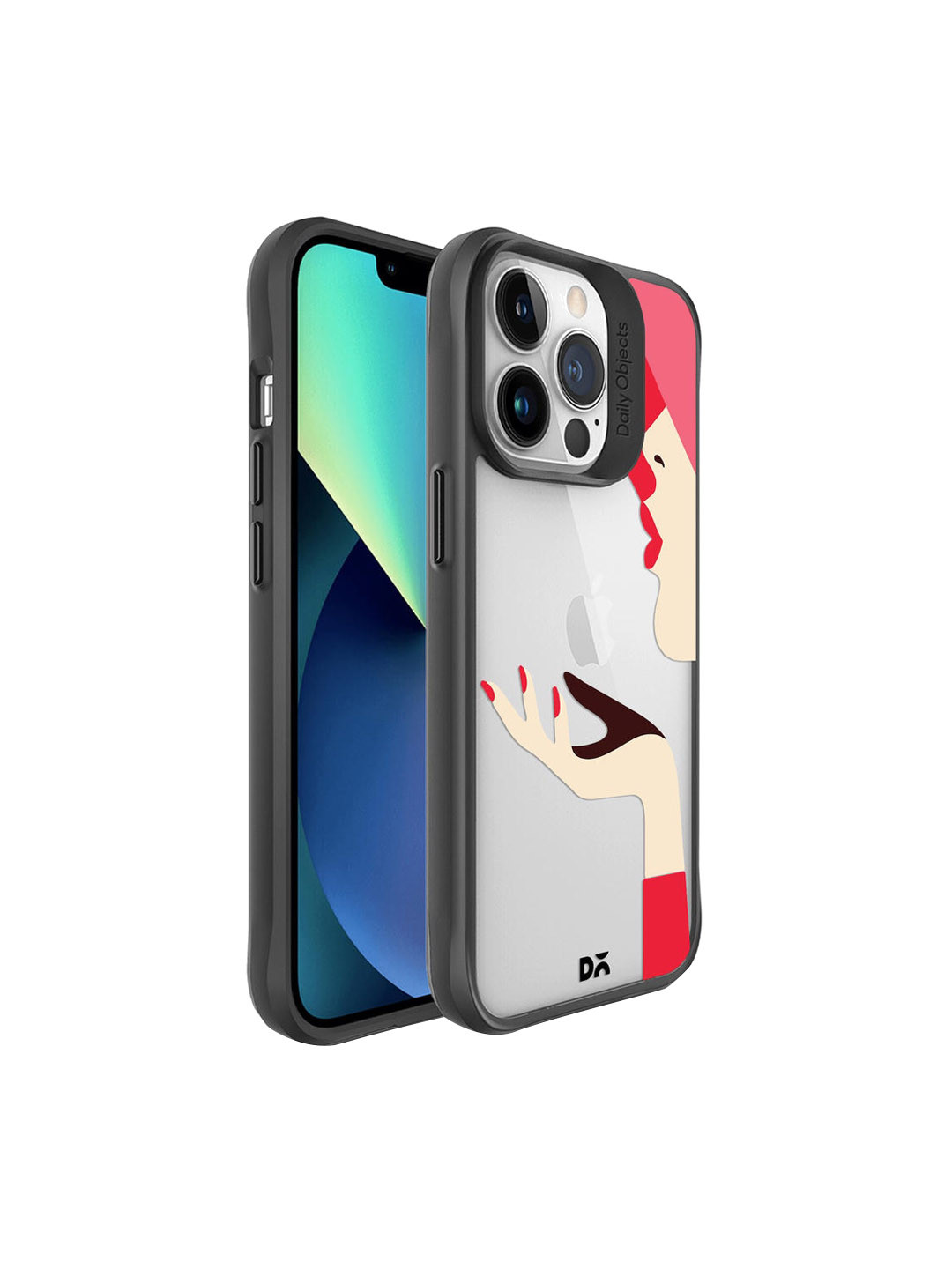 

DailyObjects Adults Red Flying Kiss Black Hybrid Clear iPhone 13 Pro Max Back Case, Multi