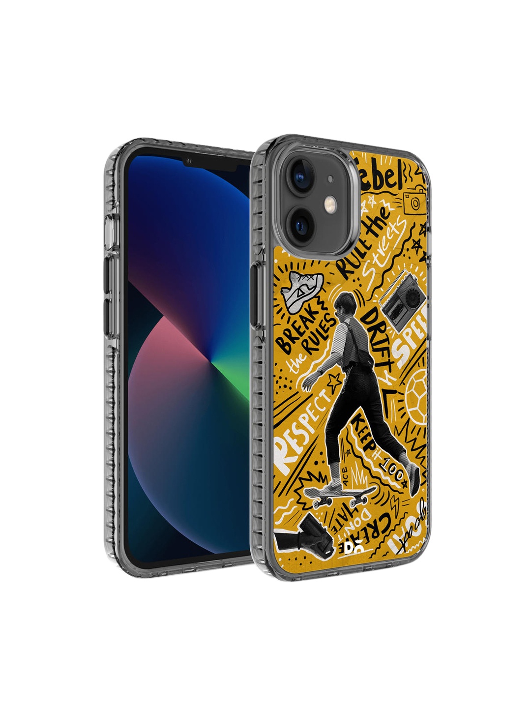 

DailyObjects Yellow & Black Rule The Streets Printed iPhone 12 Mini Back Case