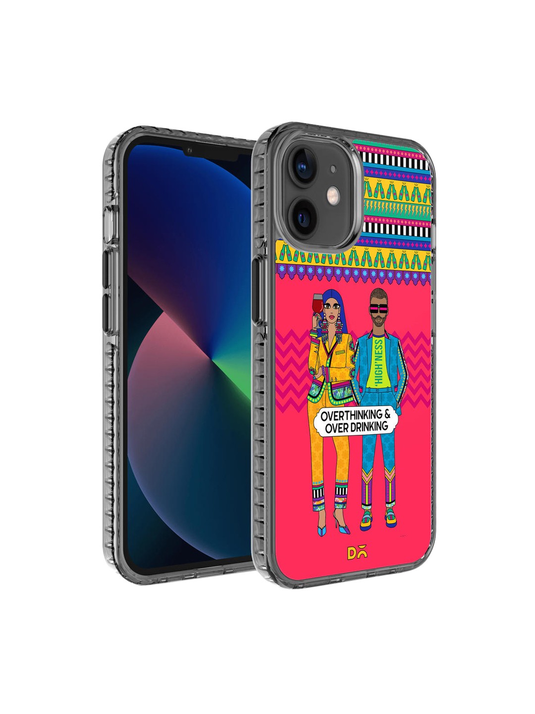

DailyObjects Black Printed Stride iPhone 12 Mini Phone Case, Pink