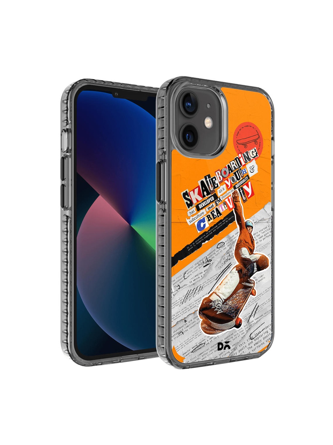 

DailyObjects Orange & Grey Skater Subculture Printed iPhone 12 Mini Back Case