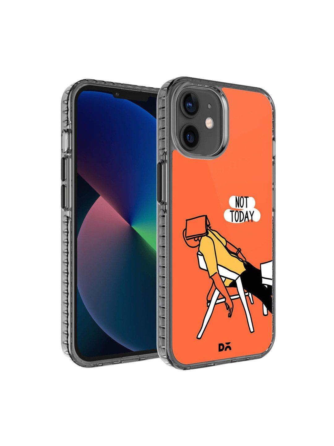 

DailyObjects Orange & Black Printed iPhone 12 Mini Back Case