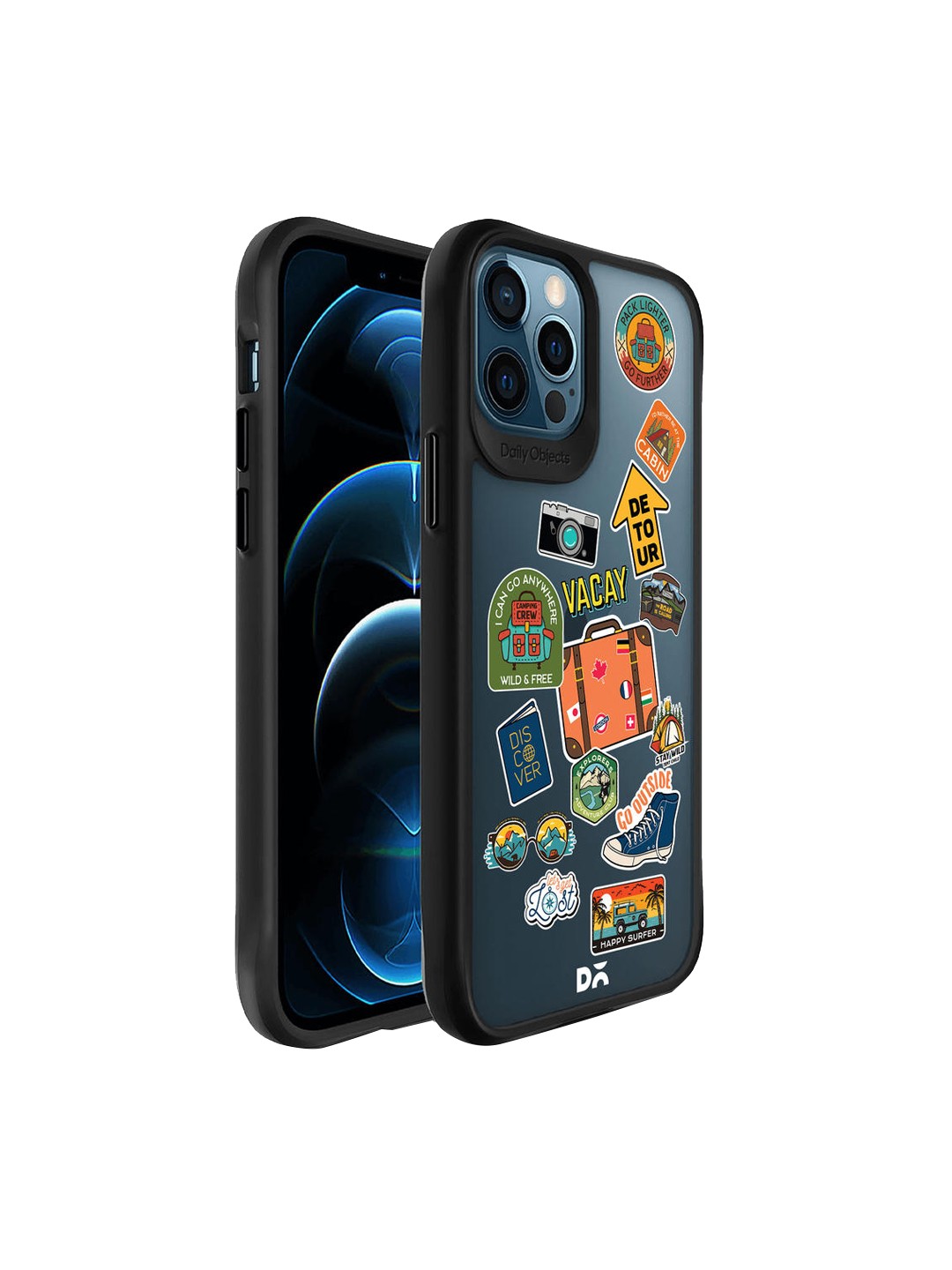 

DailyObjects Grey Backpacking Black Hybrid Clear Case Cover For iPhone 12 Pro
