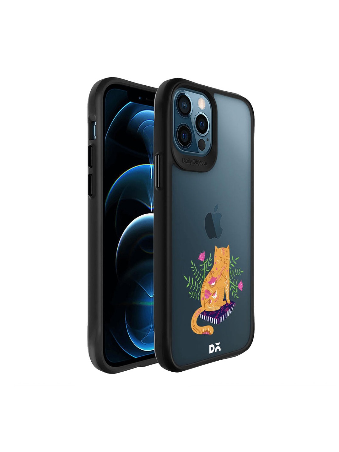 

DailyObjects Black Happy Kitty Printed iPhone 12 Pro Back Case, Multi
