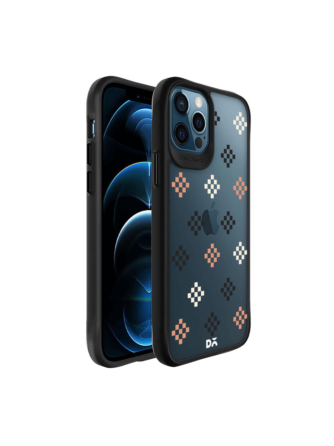 

DailyObjects Black Peach Diamonds Printed iPhone 12 Pro Back Case