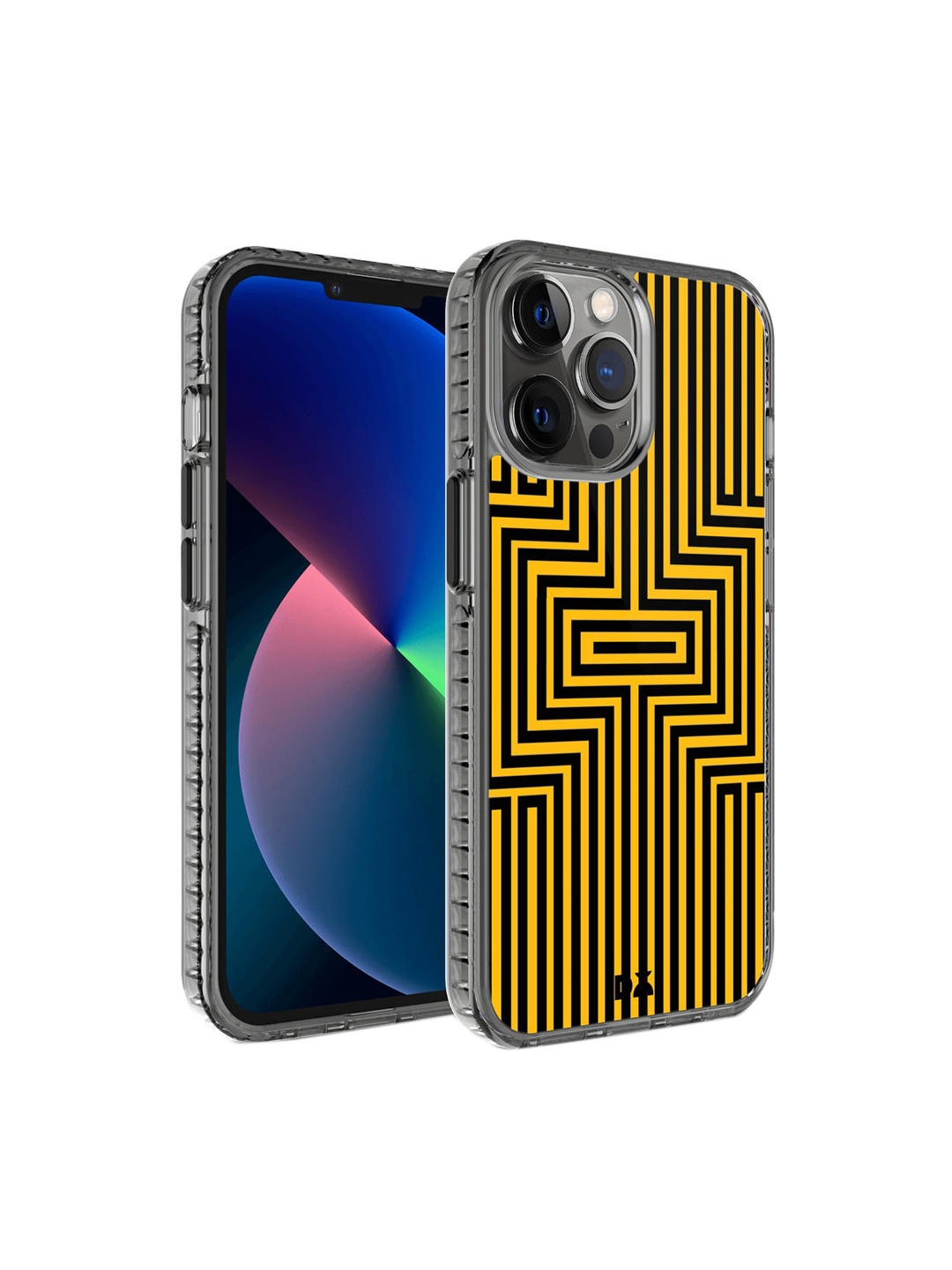 

DailyObjects Yellow & Black Maze Ochre Printed iPhone 12 Pro Back Case, Multi