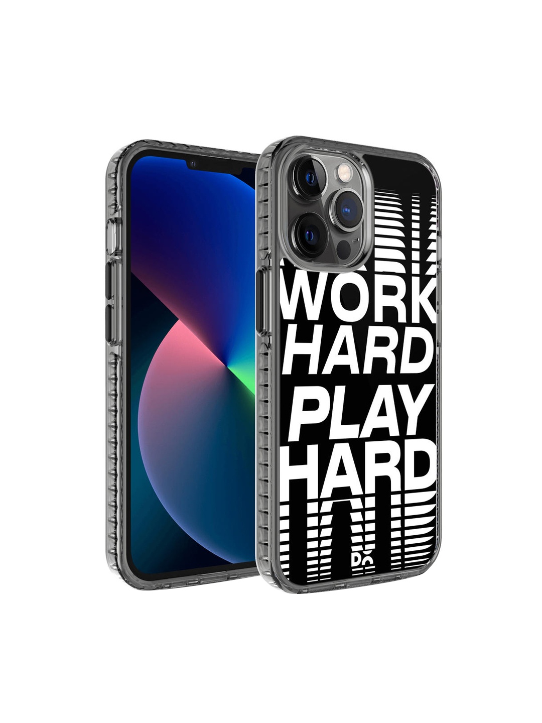 

DailyObjects Black & White Work Hard Printed iPhone 12 Pro Back Case, Multi