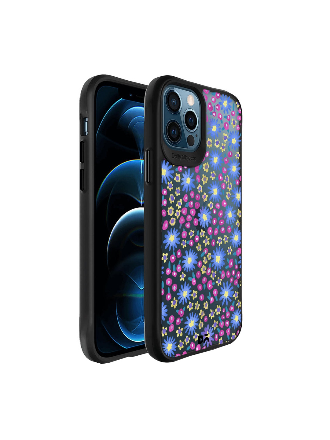 

DailyObjects Blue & Pink Glittering Daisy Printed iPhone 12 Pro Back Case