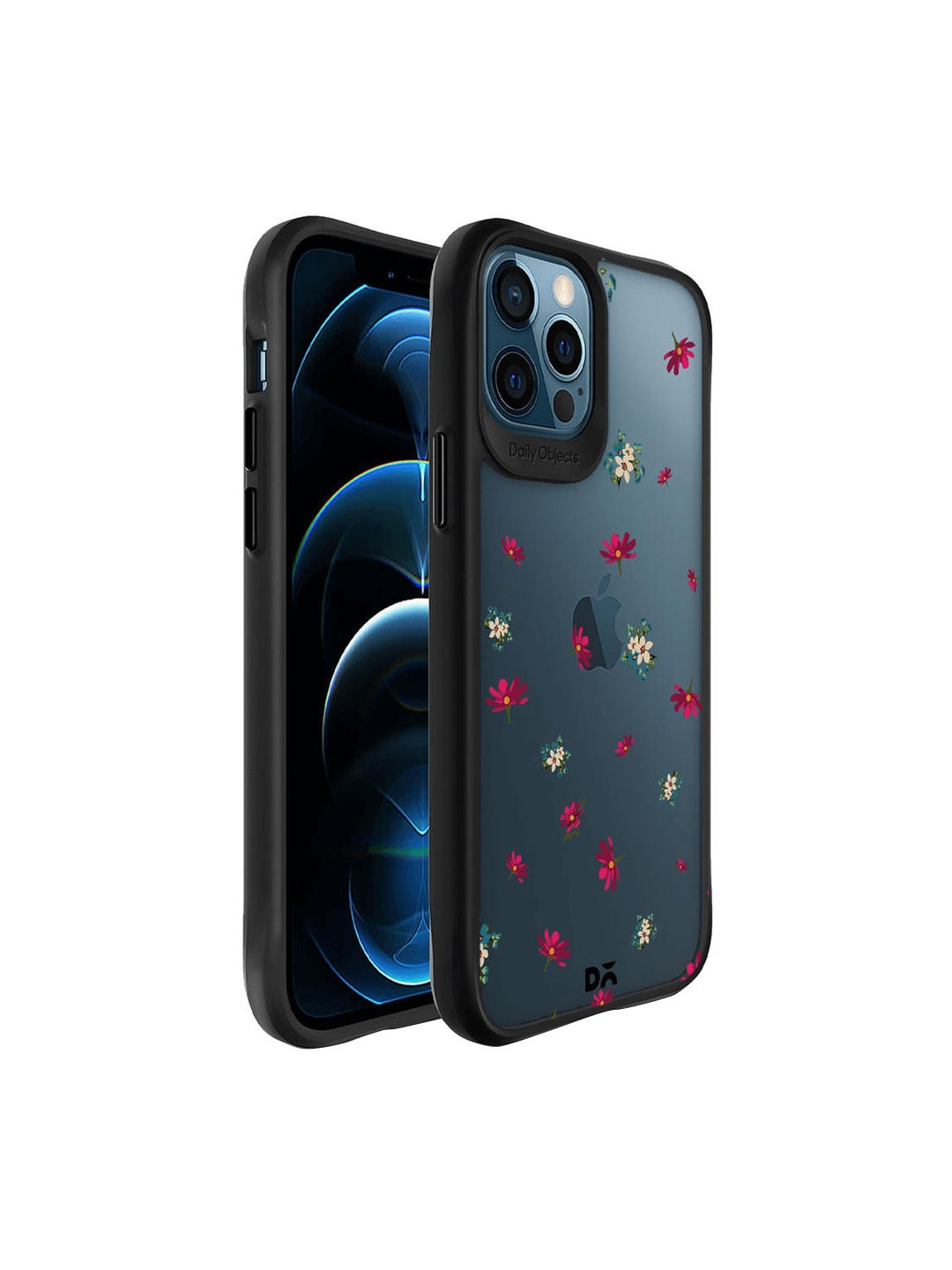 

DailyObjects Red & Black Floating Flowers Hybrid Clear iPhone 12 Pro Back Case