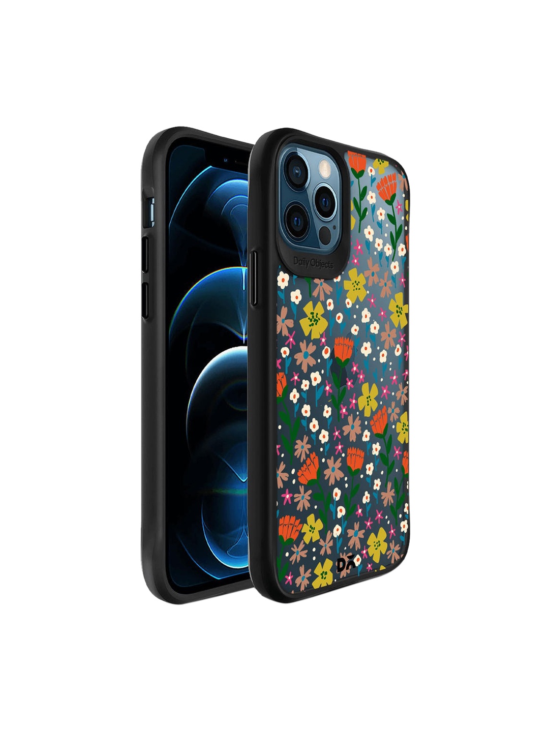 

DailyObjects Black & Blue Auburn Tulips Black Hybrid iPhone 12 Pro Back Case