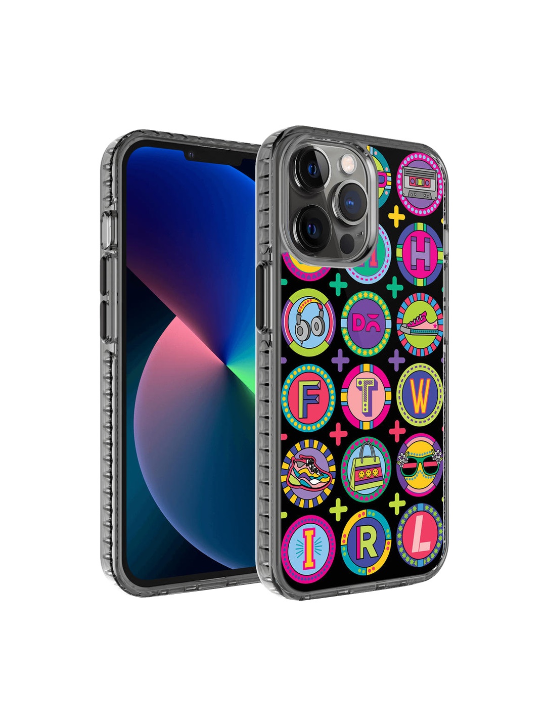 

DailyObjects Black & Multi-Colored Printed iPhone 12 Pro Max Back Case