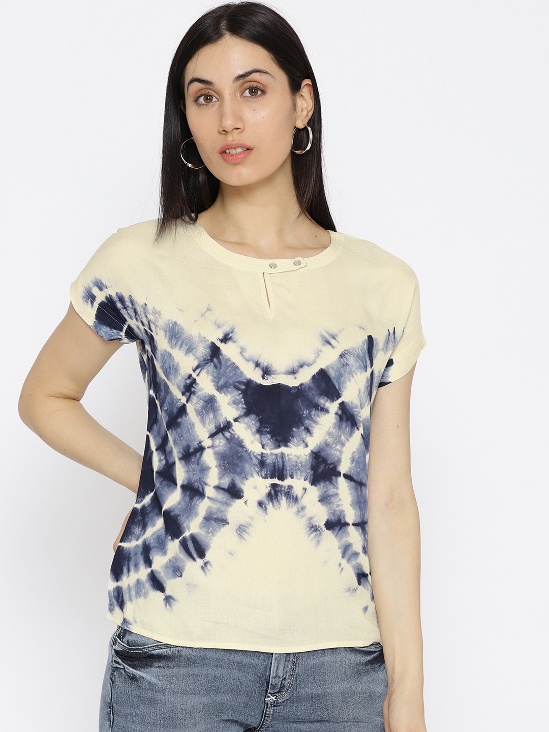 

Ed Hardy Women Cream-Coloured Dyed Top