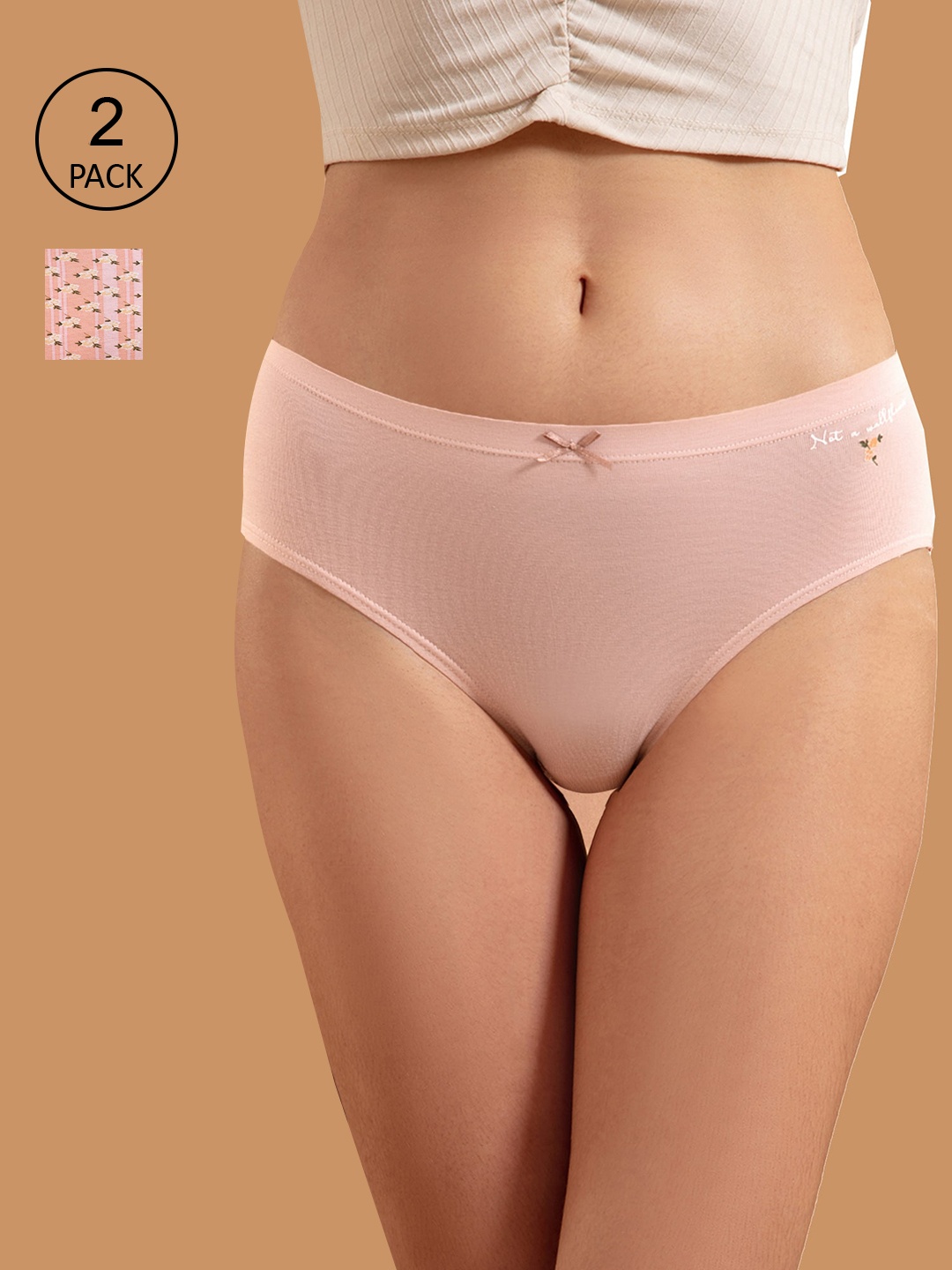 

Nykd Women Pack Of 2 Pink Solid Anti Odour Hipster Briefs