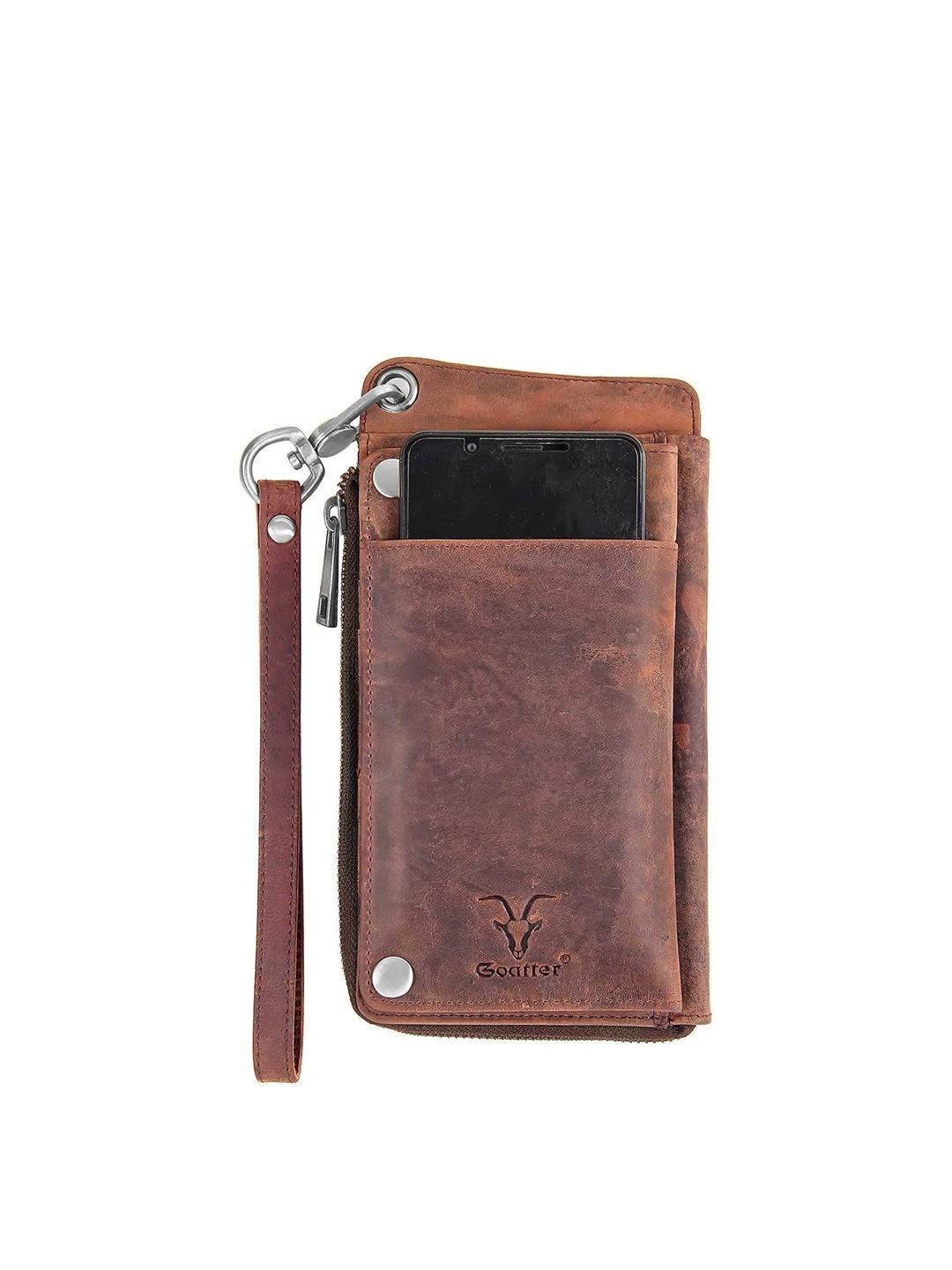 

Goatter Men Brown & Black Leather Passport Holder with Passport Holder