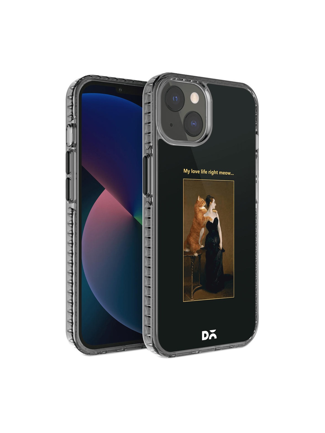 

DailyObjects Black & Beige Love Life Meow Printed iPhone 13 Mini Back Case
