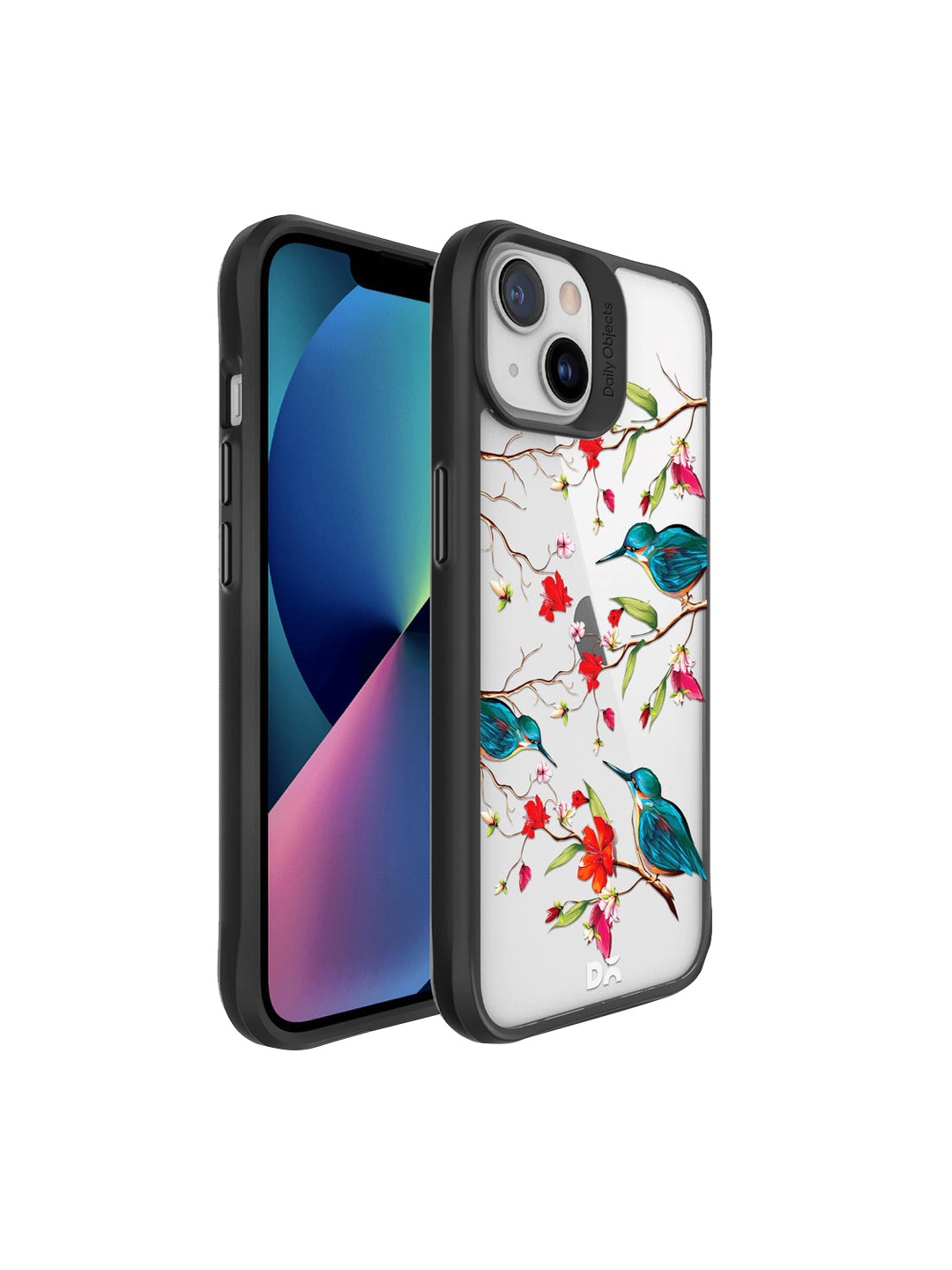 

DailyObjects Black & Blue Melody Birds Hybrid Clear Case Cover For iPhone 13 Mini