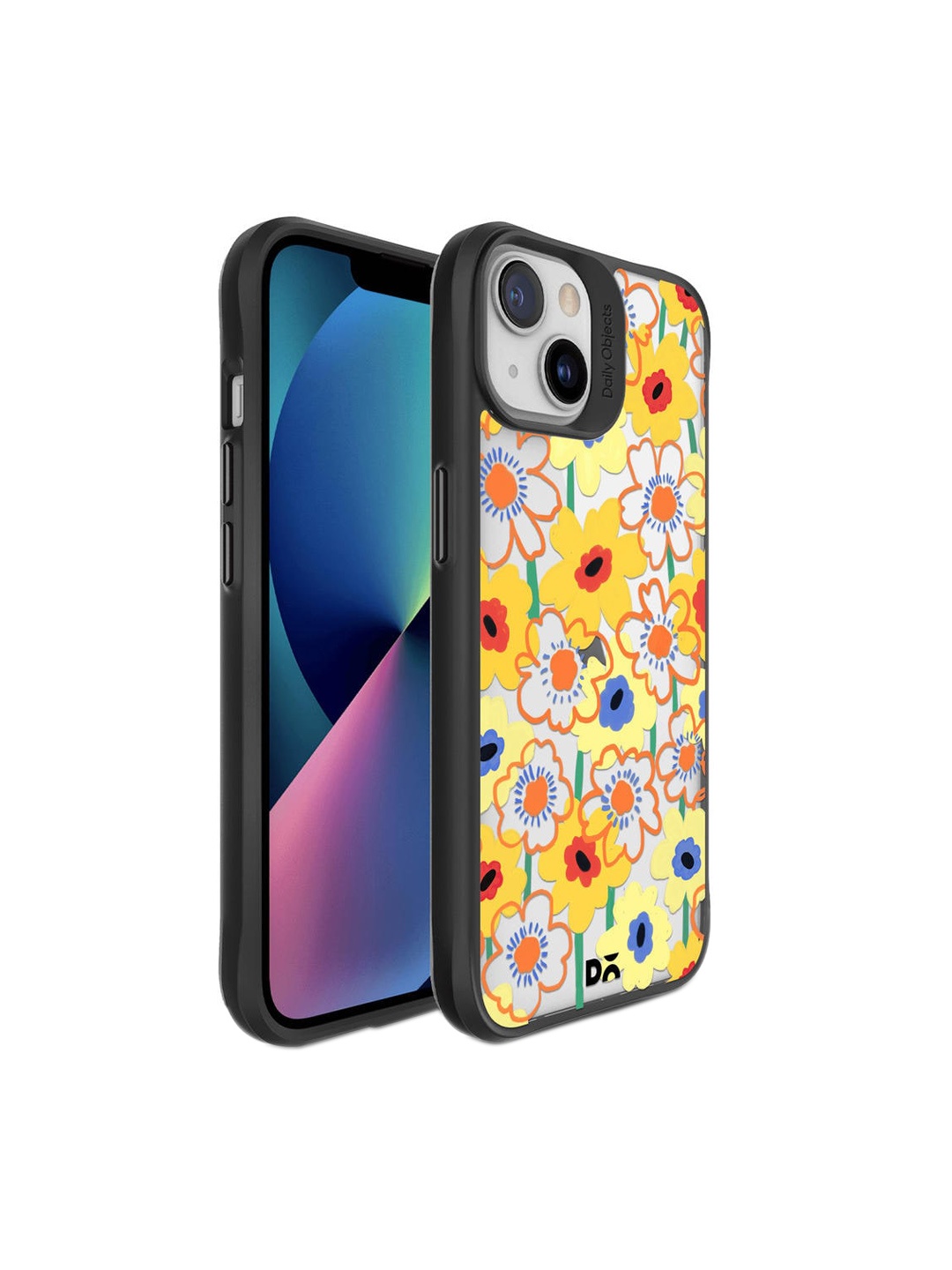 

DailyObjects Black & Yellow Sunflower Printed Hybrid Clear iPhone 13 Mini Back Case