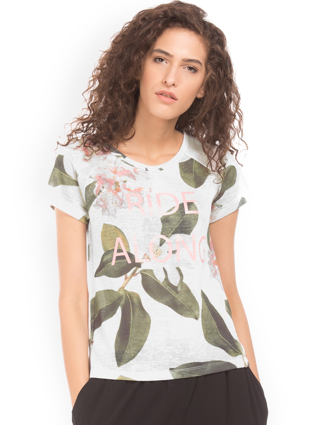 

Ed Hardy Women Grey Printed Round Neck T-shirt