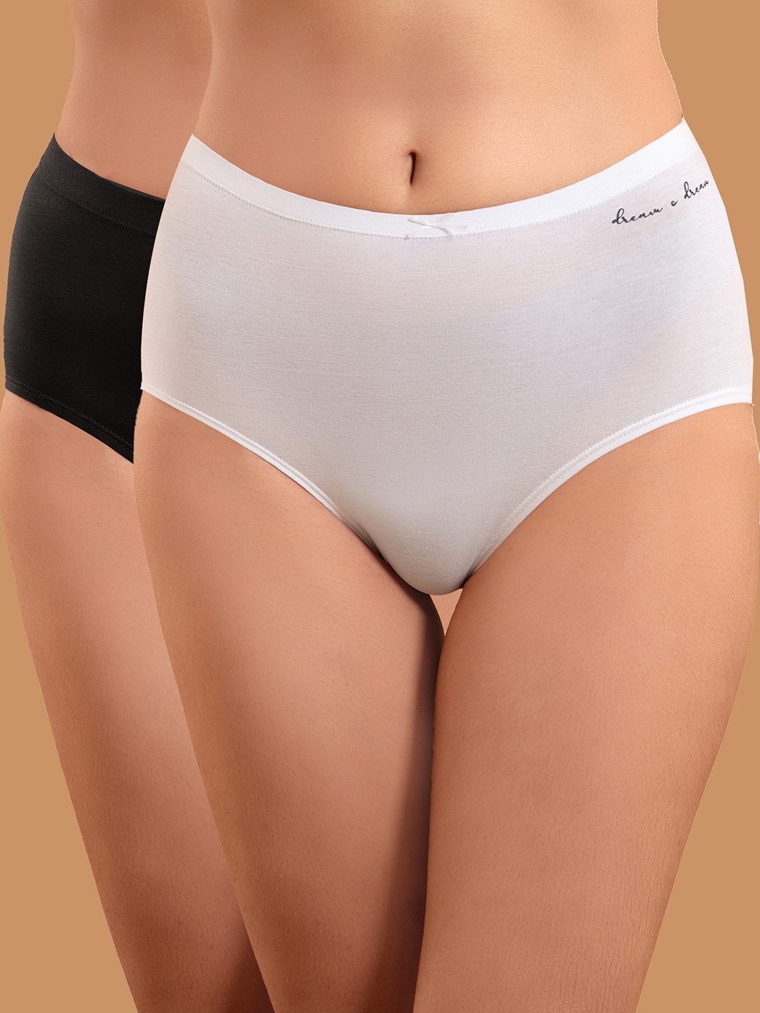 

Nykd Women Pack of 2 Black & White Solid Anti Odor Cotton Basic Briefs NYP015