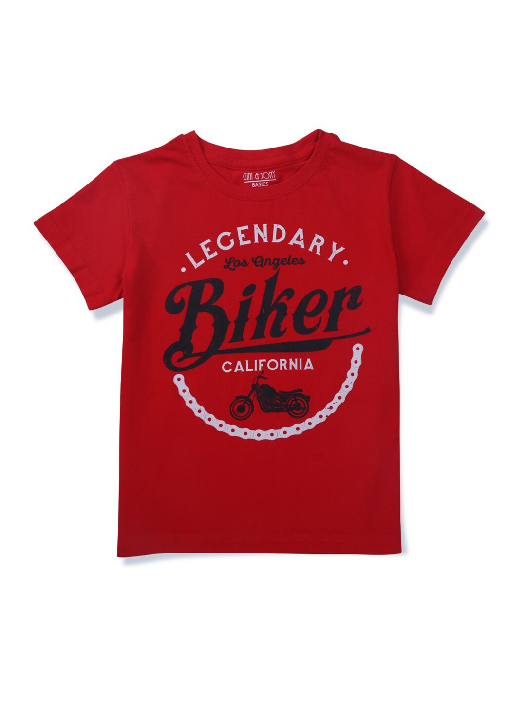 

Gini and Jony Boys Red Typography Printed T-shirt