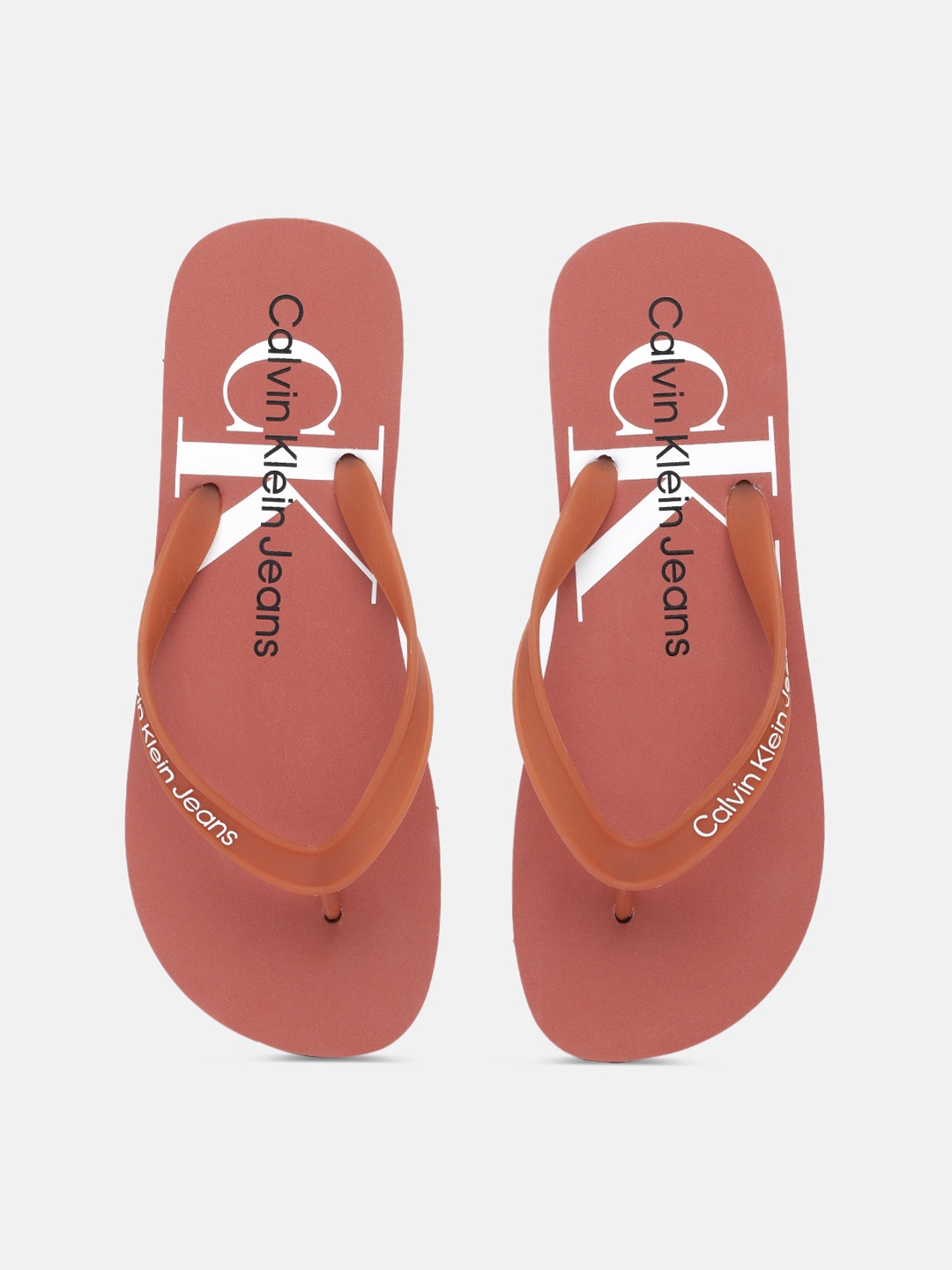 

Calvin Klein Men Rust Printed Rubber Thong Flip-Flops