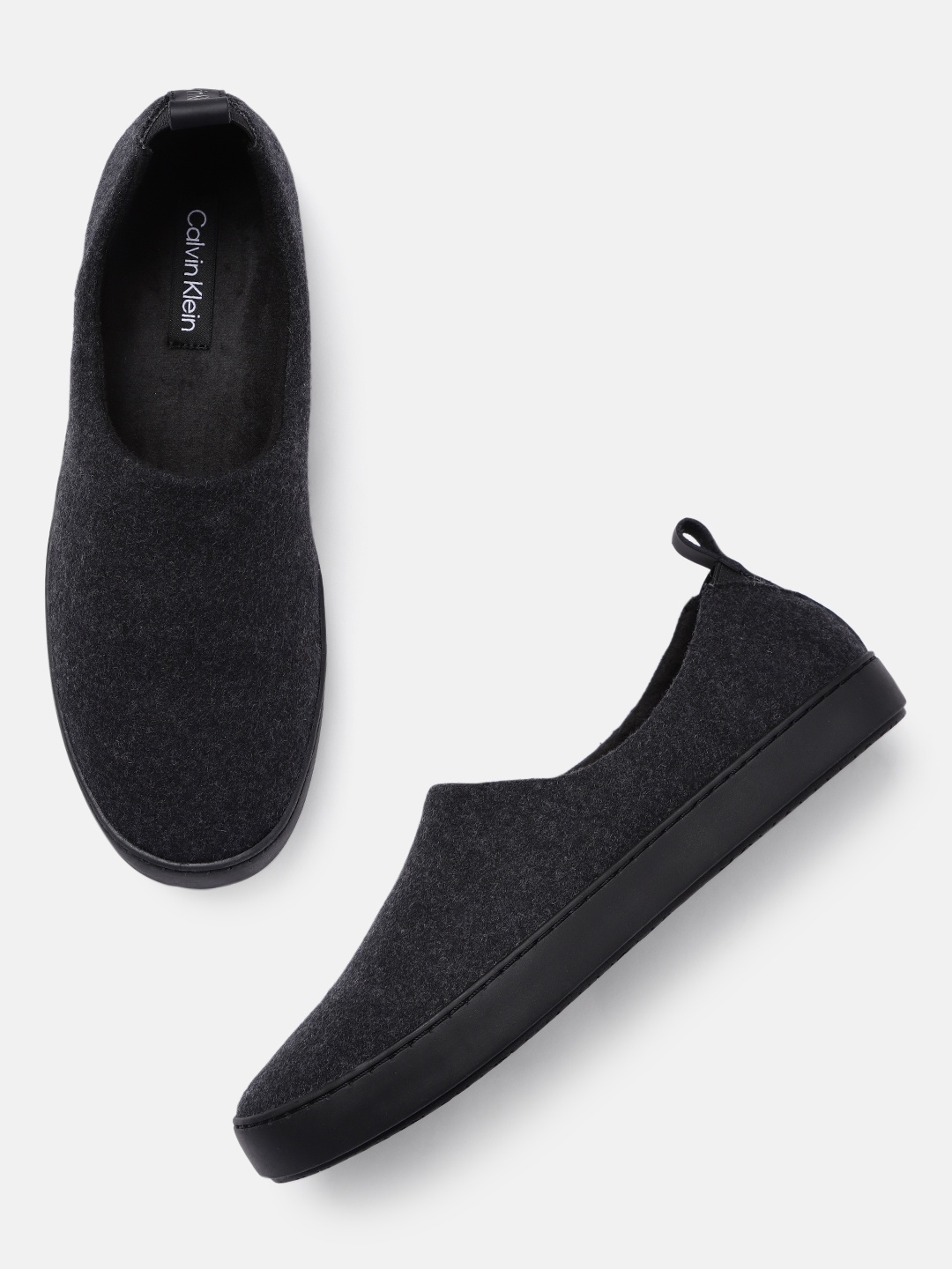 Calvin Klein Men Black Slip-On Sneakers