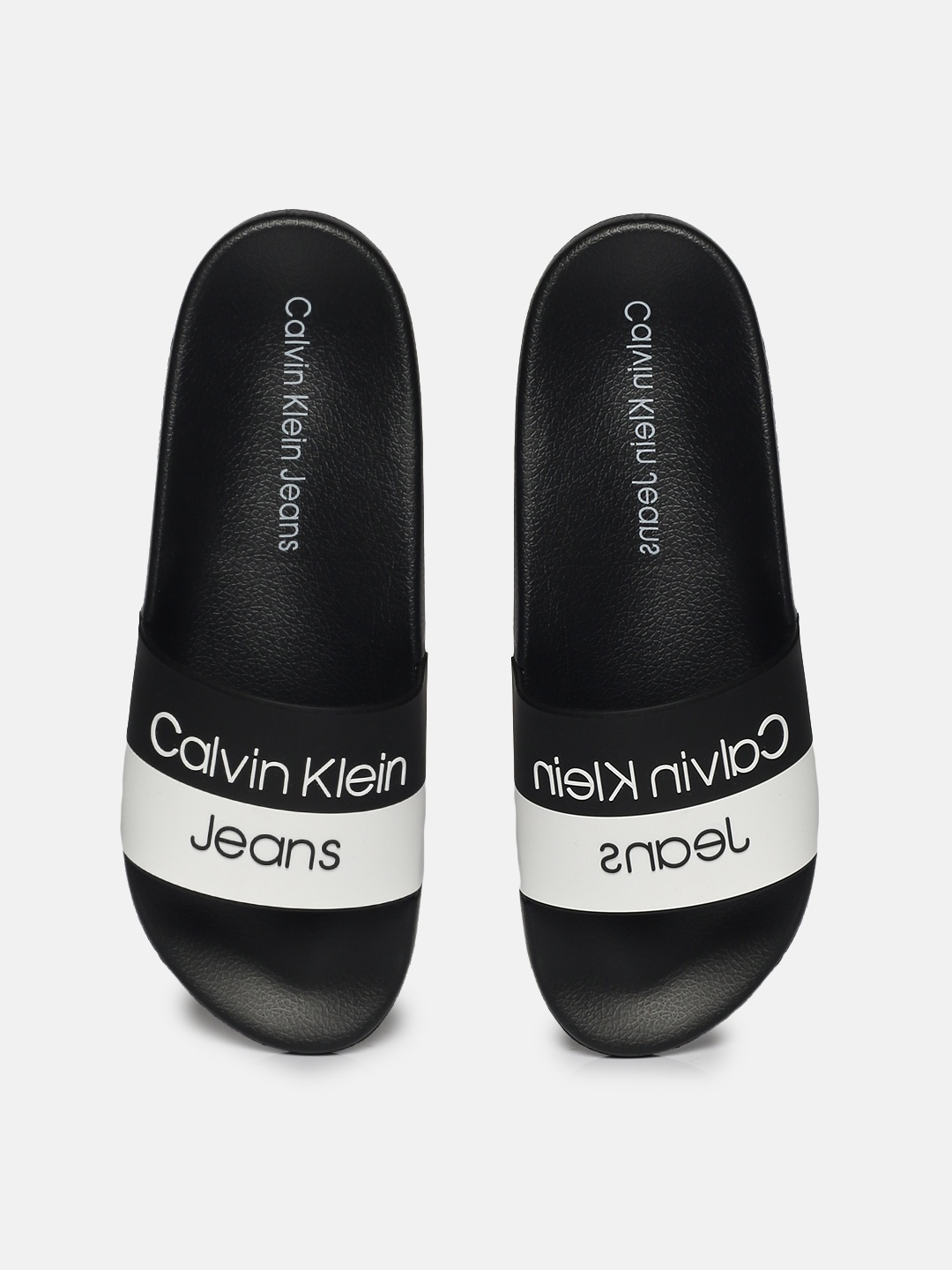 

Calvin Klein Men Black & White Printed Sliders