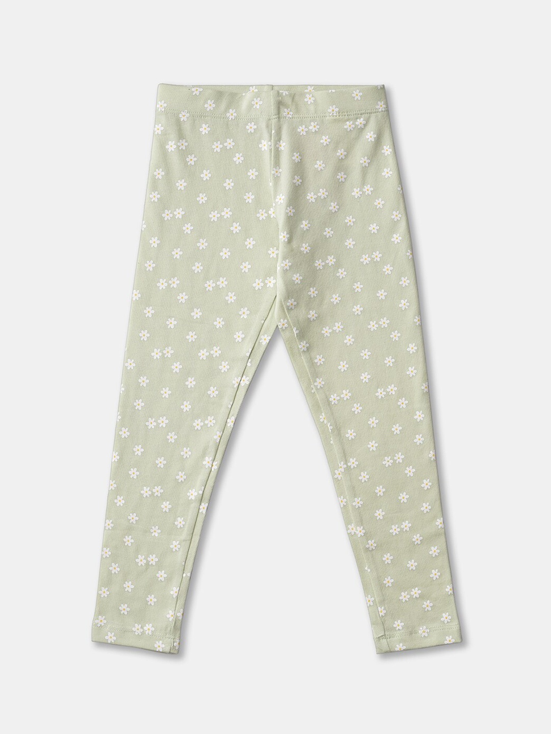

R&B Girls Green Printed Cotton Leggings
