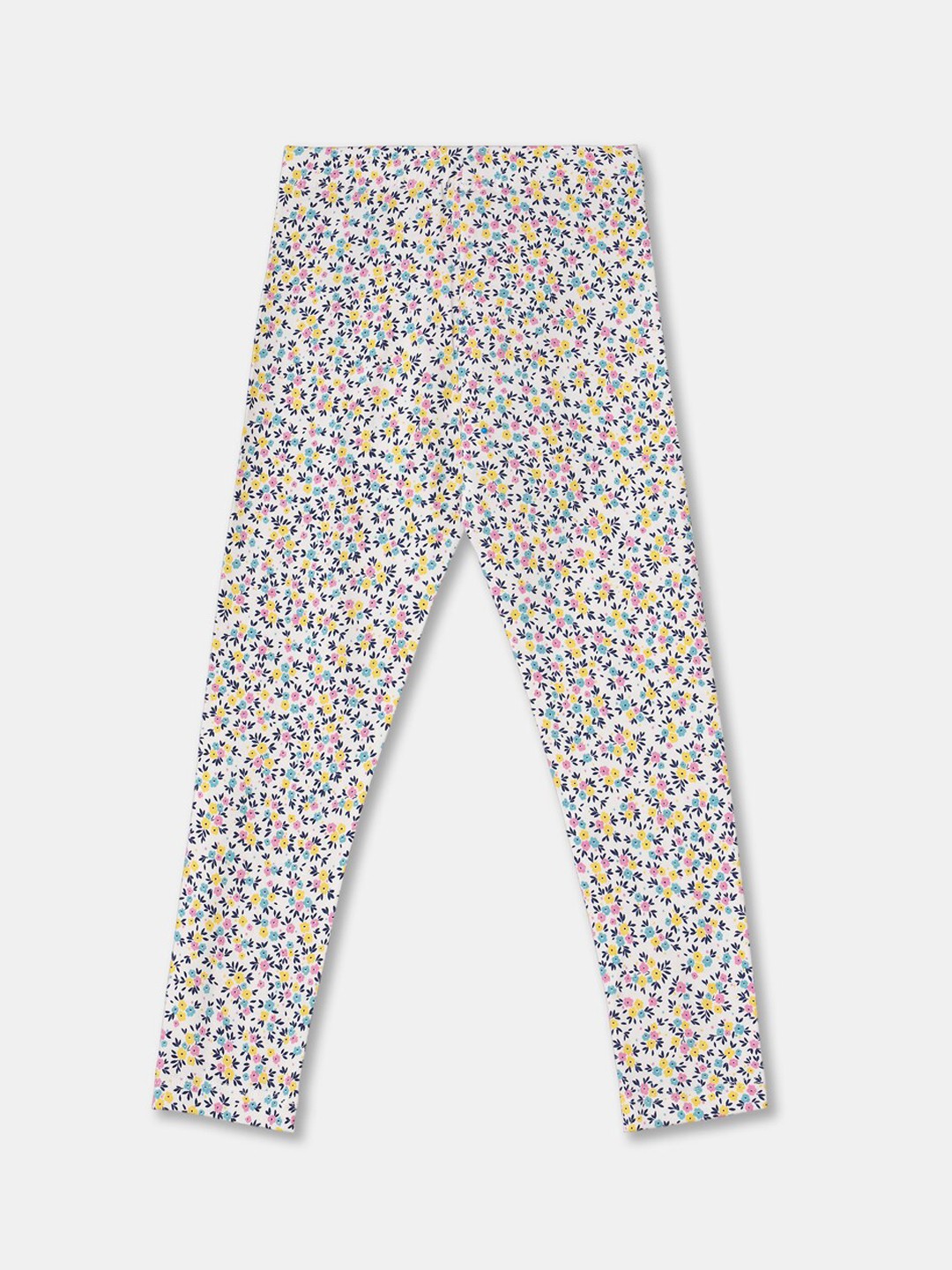 

R&B Girls White Printed Cotton Ankle Length Leggings