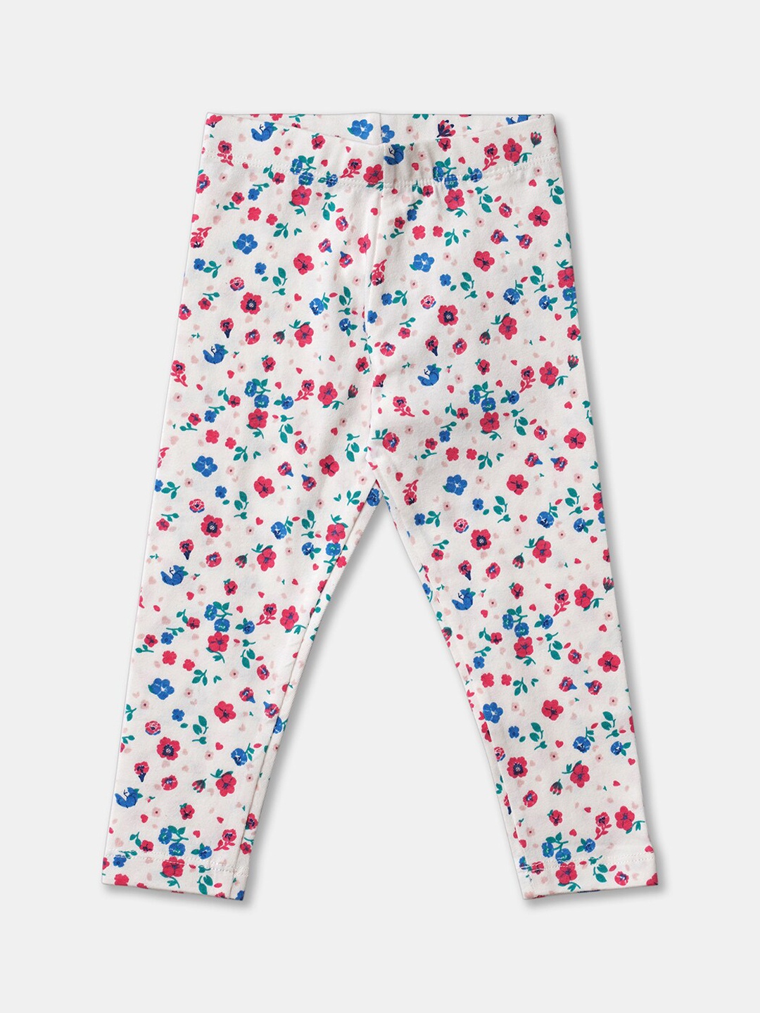 

R&B Girls White & Blue Printed Cotton Ankle Length Leggings