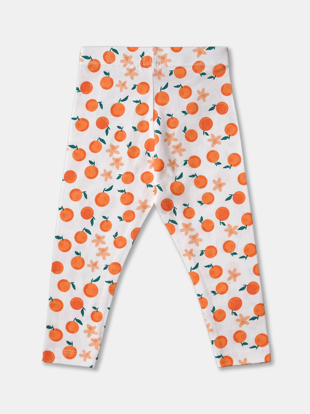 

R&B Infant Girls White Orange Printed Cotton Leggings