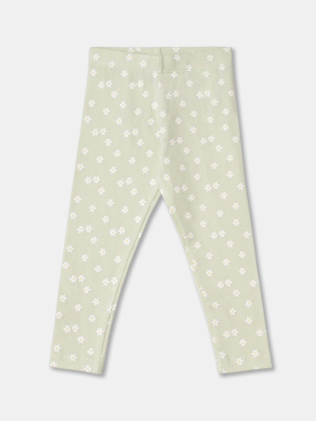 

R&B Girls Sage Green Printed Cotton Ankle Length Leggings