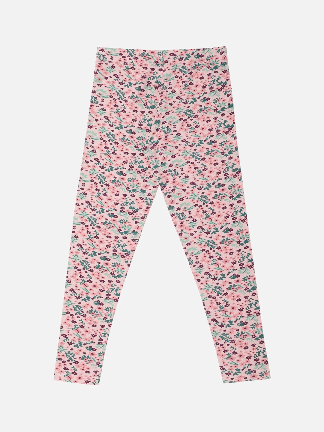 

R&B Girls Pink & Green Printed Cotton Ankle Length Leggings