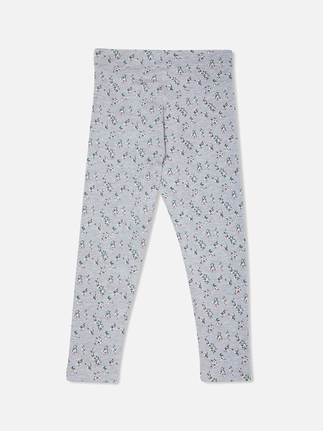 

R&B Girls Grey Floral Printed Cotton Ankle Length Leggings