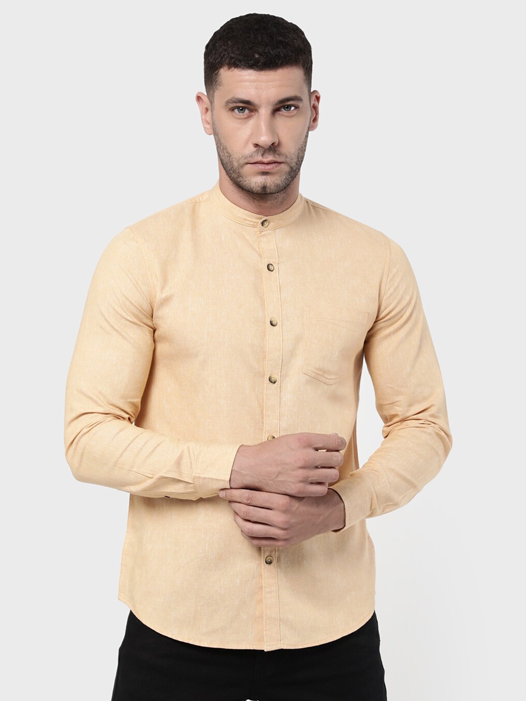 

R&B Men Yellow Classic Casual Shirt