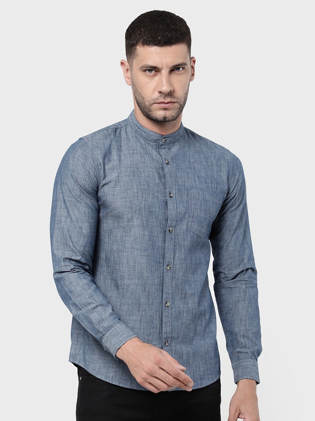 

R&B Men Blue Classic Casual Shirt