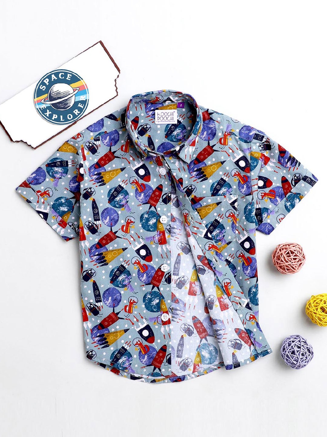 

KOOCHI POOCHI Boys Multicoloured Standard Printed Casual Shirt, Multi