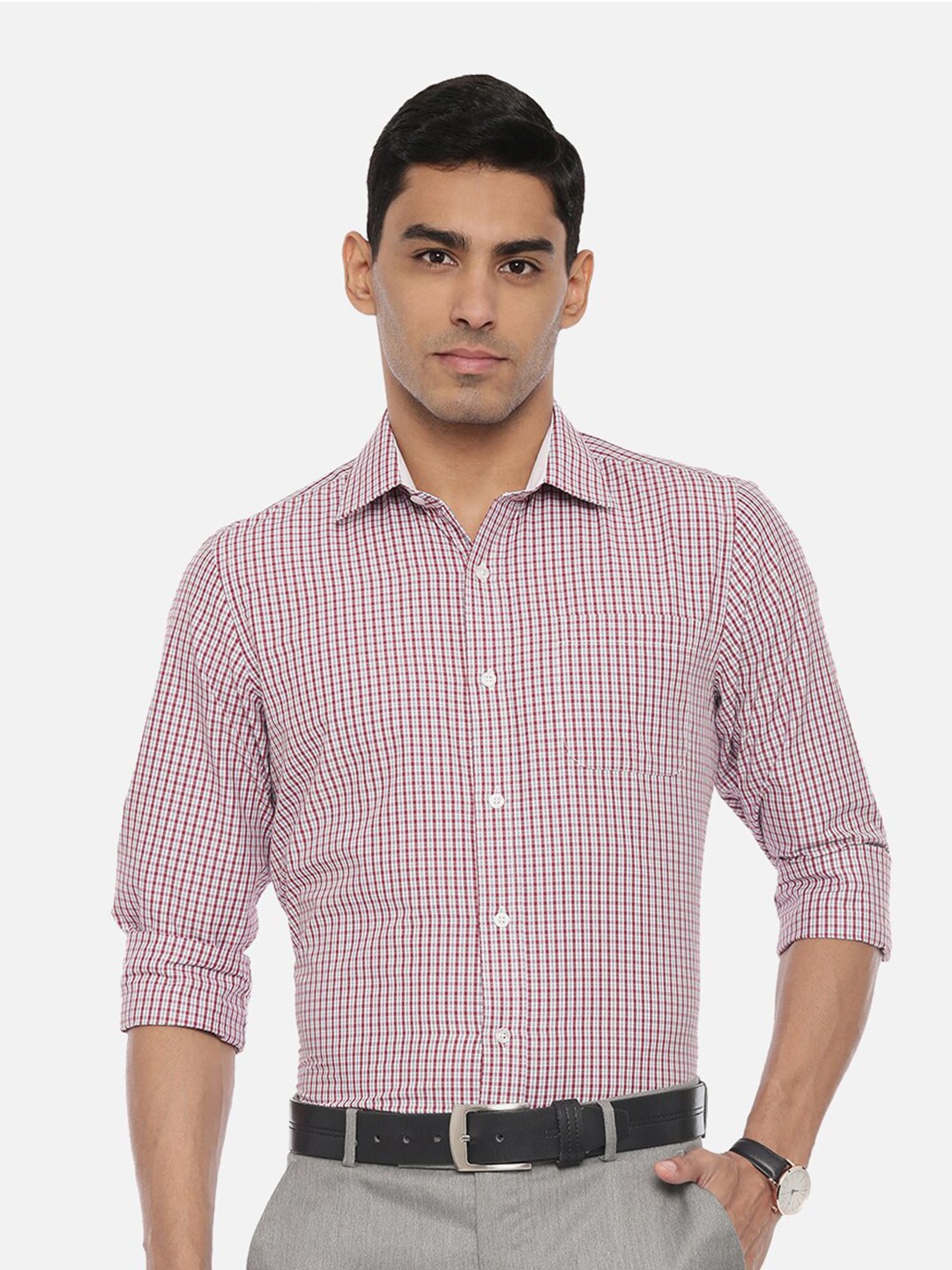 

R&B Men Red Classic Checked Casual Shirt
