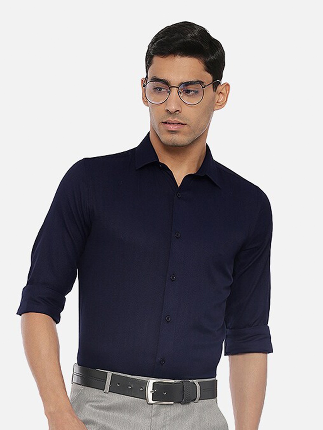 

R&B Men Navy Blue Classic Casual Shirt