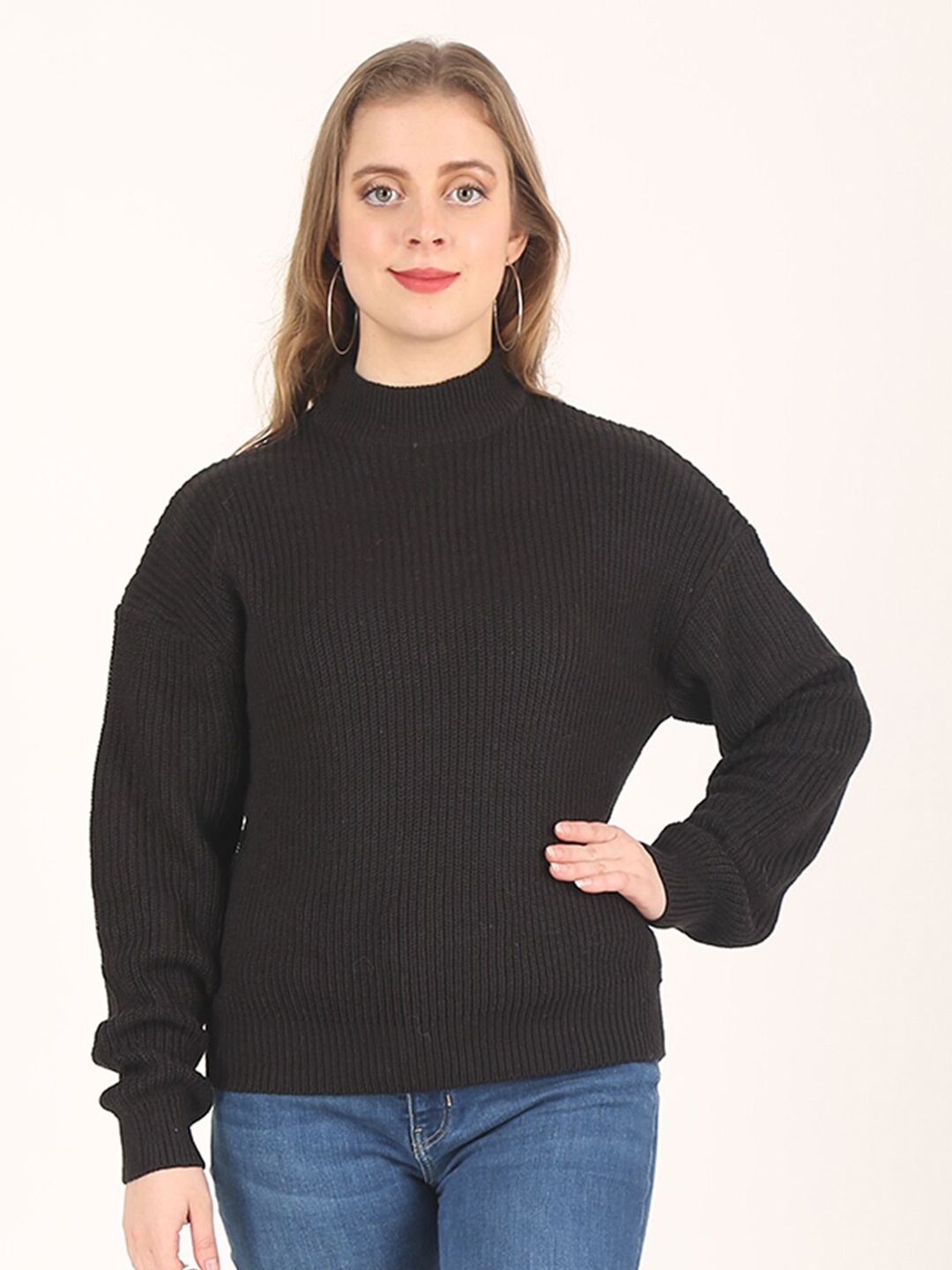 

NoBarr Women Black Turtle neck Sweater