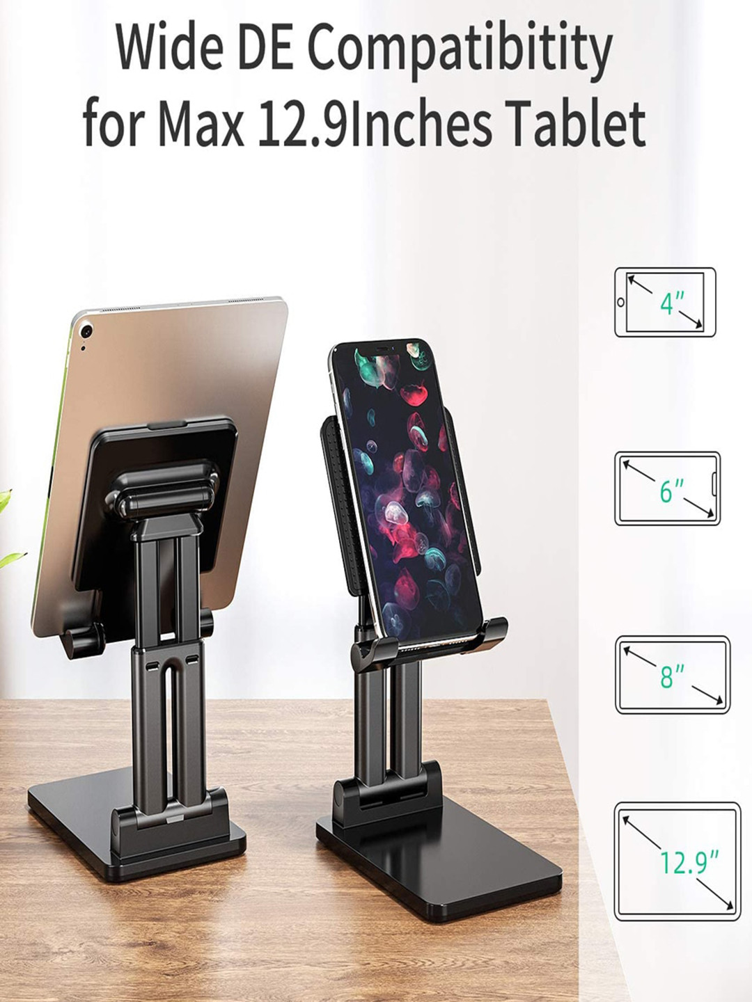 

EYNK Black Fully Foldable Polycarbonate Adjustable Desktop Table Mobile Stand