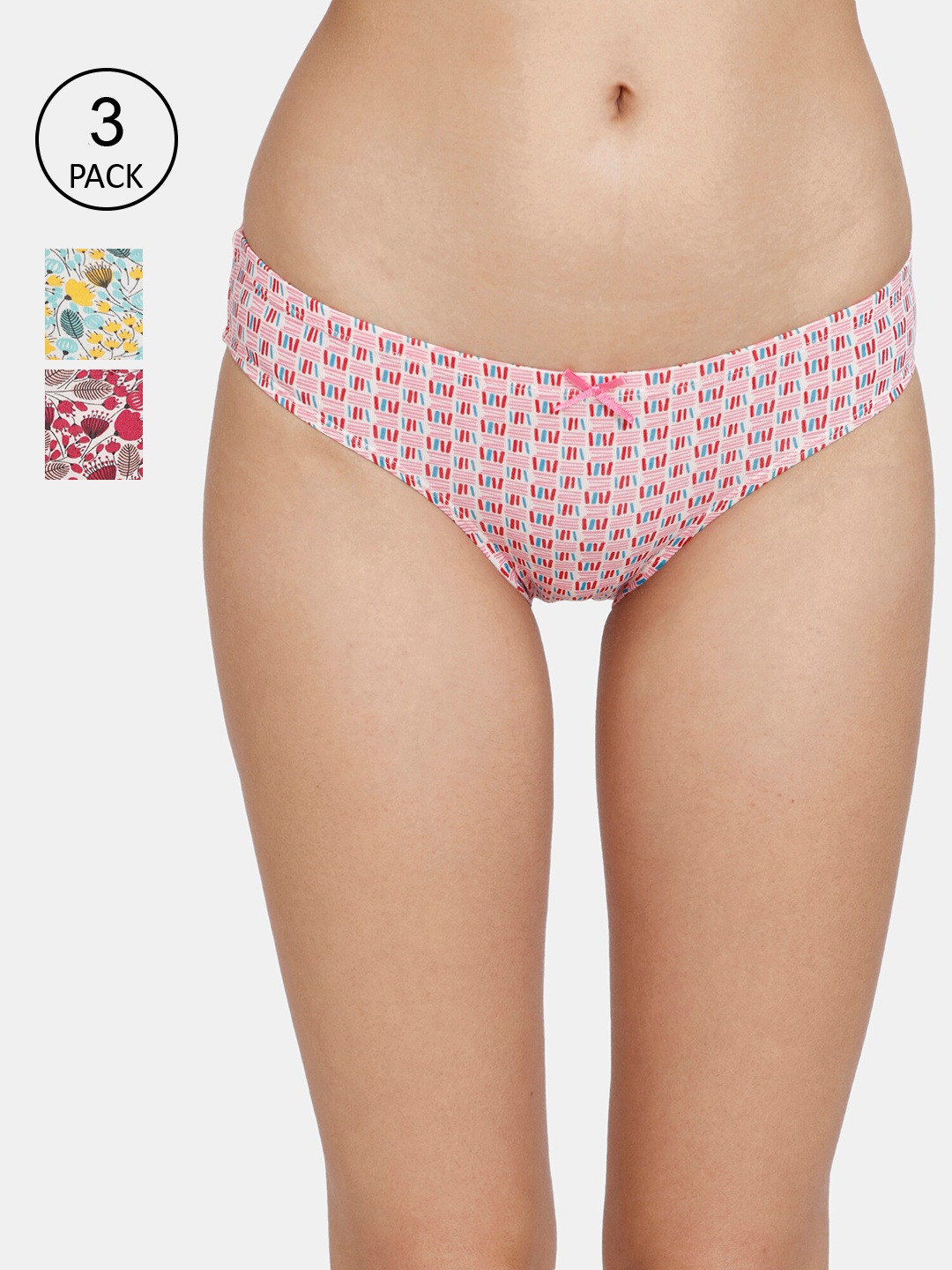 

Zivame Women Pack Of 3 Pink & Red Bikini Cotton Briefs ZI2700FASHBLACK