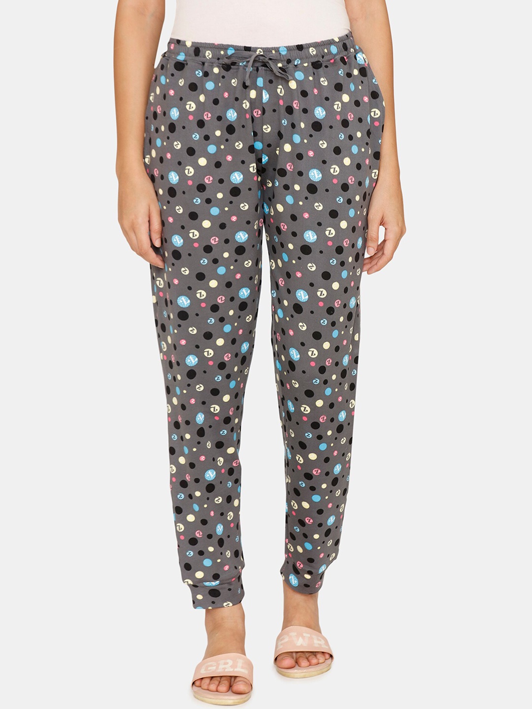 

Zivame Women Charcoal Grey Printed Joggers