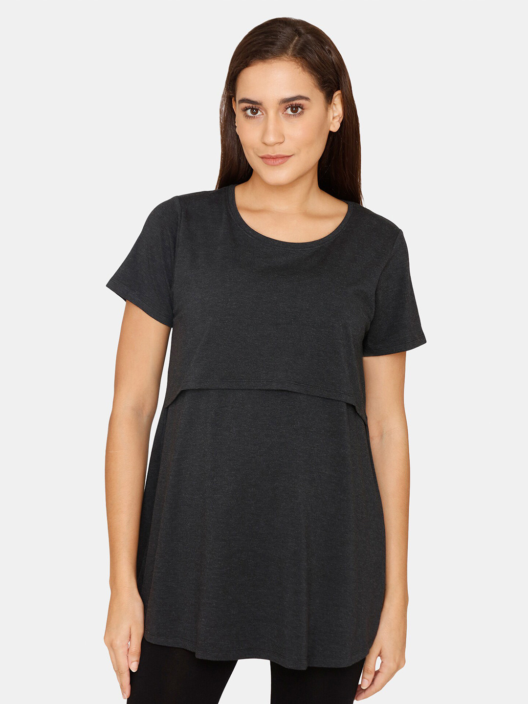 

Zivame Maternity Black Longline Maternity Top